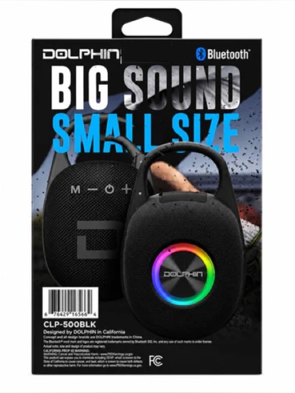 Dolphin Portable Bluetooth Speaker - Black with RGB Ring